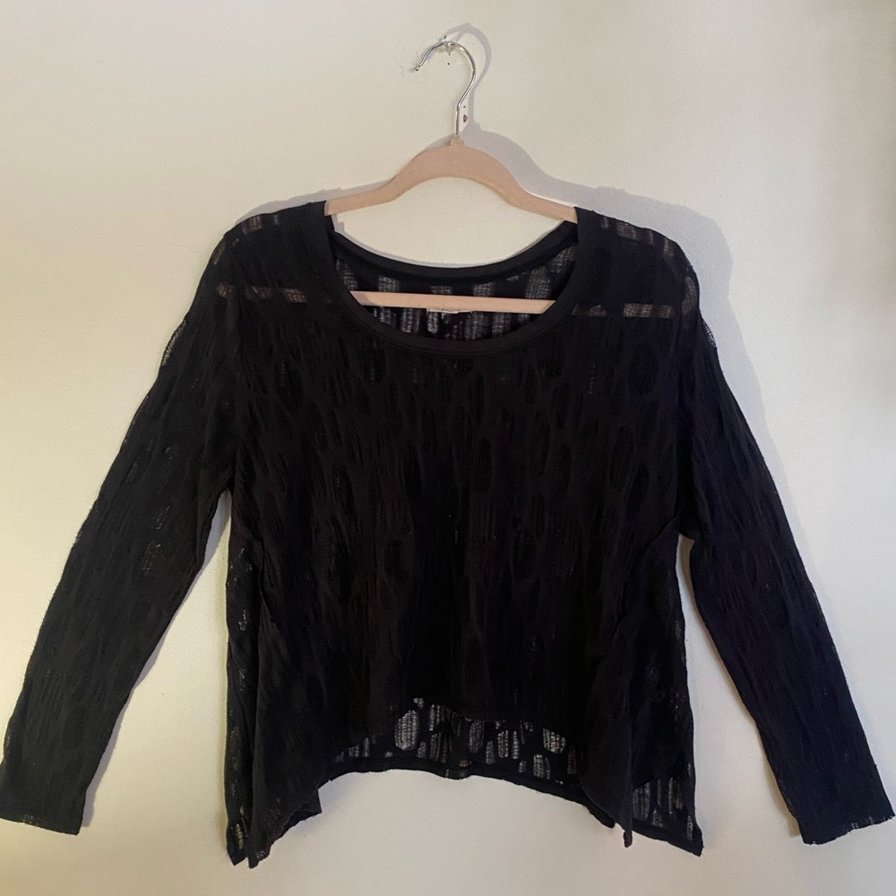 Silence + Noise Textured Black Long Sleeve Top